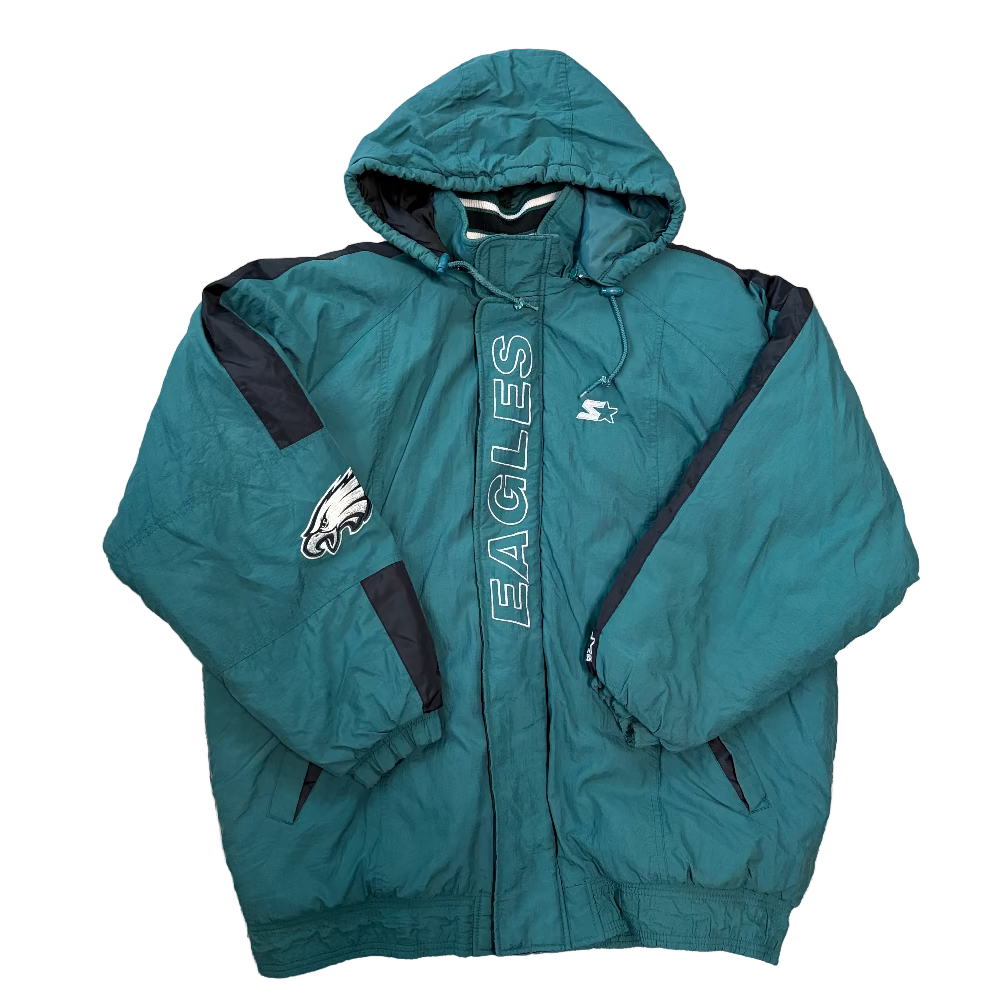 Eagles 1990s Starter Pro-Line Hooded Puffer Jacket Size 2X