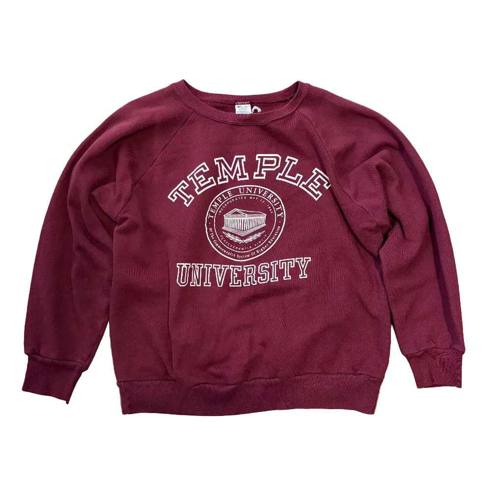 Temple University 80s Champion Crewneck Sweatshirt Size S/M