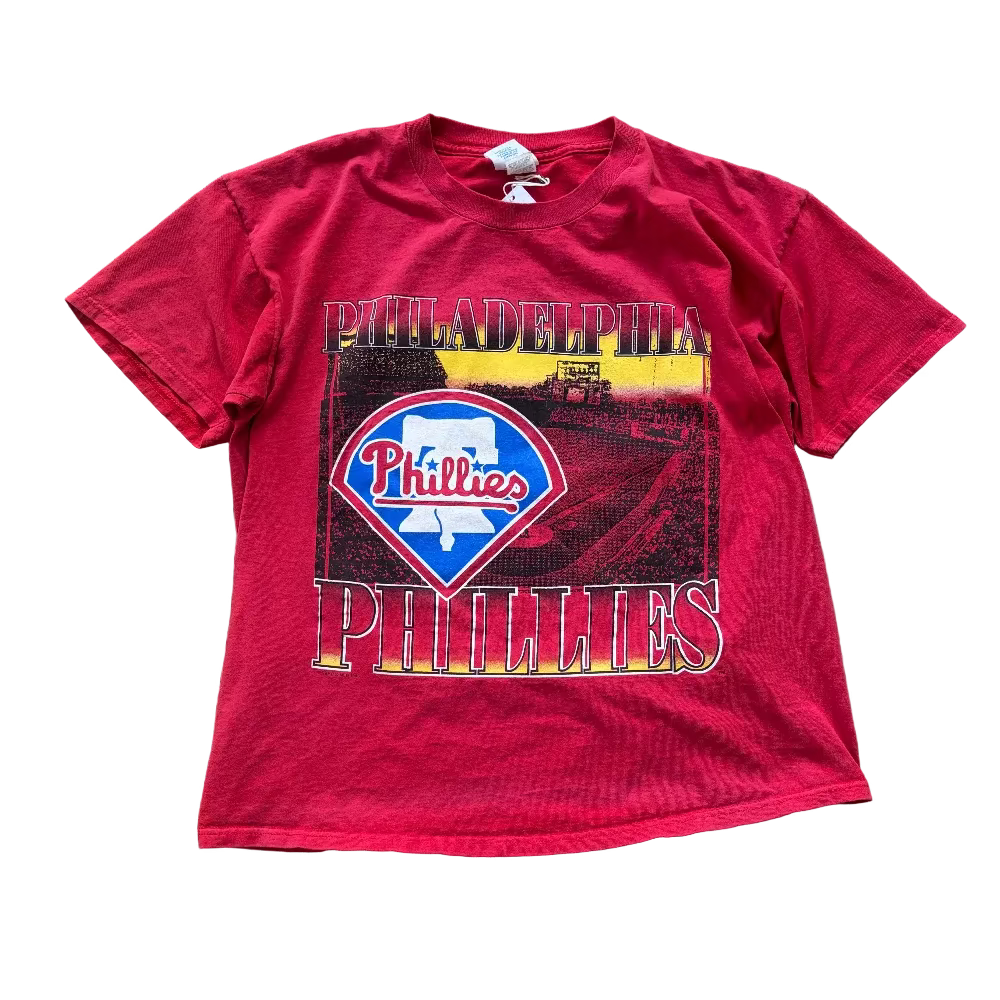 Phillies 1995 Trench Double-Sided Shirt Size L Front